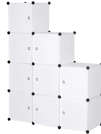 WOLTU Armoire de Rangement Modulable. Étagère Rangement Plastique. Meuble  Cube avec Portes. 15 Casiers. Blanc