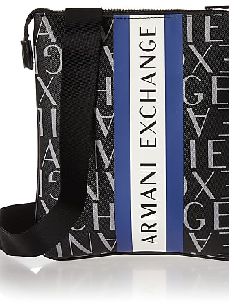 Armani Quilted logo-lettering Messenger Bag - Black