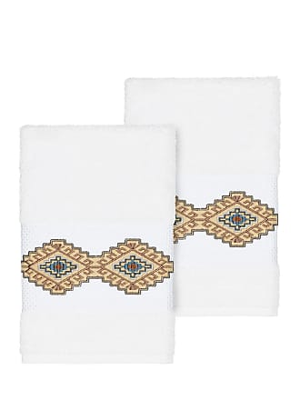 Linum Home Textiles White Colton 2 Piece Embellished Hand Towel Set