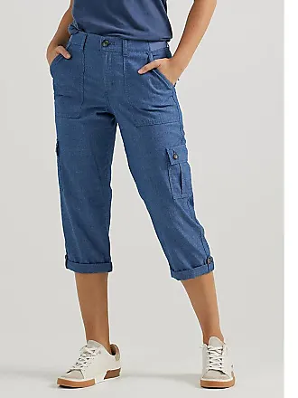 Women Cargo Capri Pants Casual Knee Capris With Side Pockets High Waist  Elastic Calf Bottoms 