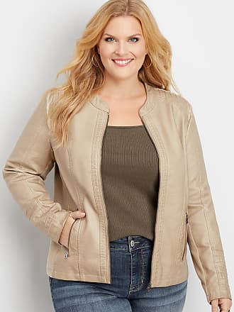 Maurices Womens Plus Size Faux Leather Pintuck Jacket