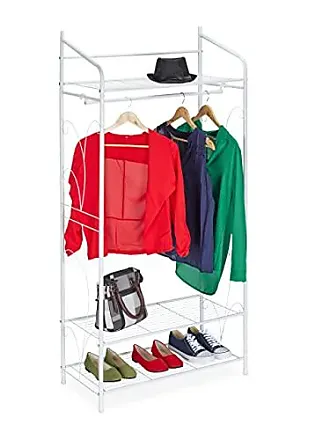 Relaxdays Coat Rack Metal, 2 Shelves & 4 Hooks, Free-Standing Clothes Rail,  Hallway Storage, HWD: 158 x 60 x 33cm, Grey