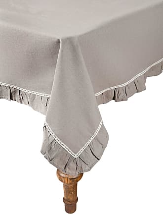16 by 72-Inch Taupe with White Xia Home Fashions Ruffle Trim Lace Table Runner