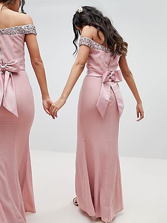 maya sleeveless sequin bodice maxi dress with cutout and bow back detail