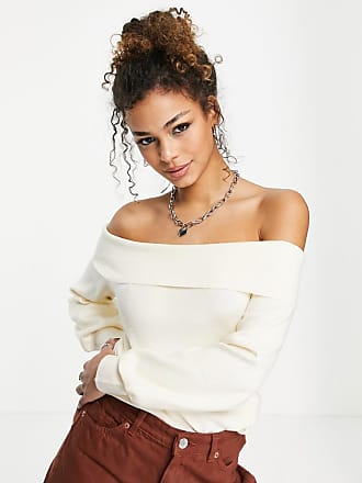 Outrageous Fortune off shoulder top with balloon sleeve in cream-White