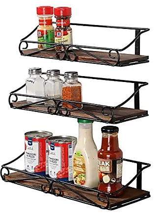 MyGift Wall Mounted Storage Rack, Vintage Gray Solid Wood and Clear Acrylic Floating Collectibles Display Shelf