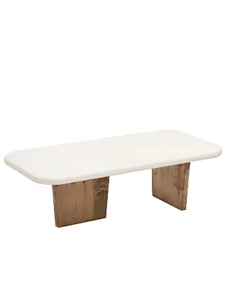 DECOWOOD mesa de centro de microcemento con tres patas tono Blanco roto 120cm