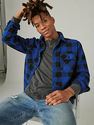 Lucky Brand Men's Button-Down Humboldt Woven Long Sleeve Flannel Shirt  (Blue Plaid, S) 