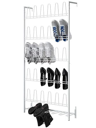 Vinsani Shoe Rack With Plastic Plated Tubing & Plated Steel Frame White 7 Tier 