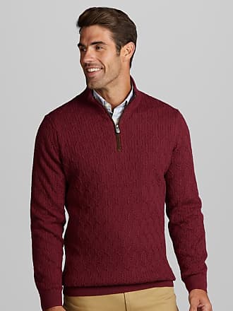 DAVID.ANN Mens Long Sleeve Quarter Zip Sweater Turtleneck Pullover 