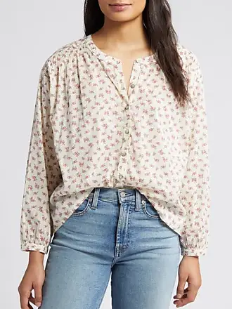 Lucky Brand Women's Floral Peasant Blouse, Burgundy Multi, S at