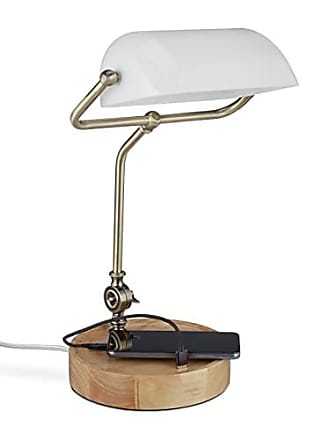 Relaxdays Tischlampe Roboter Holz natur Lampenschirm originell Schreibtischlampe HxBxT: 42x18x32 cm verstellbar 