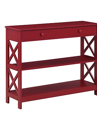 Convenience Concepts Oxford 1-Drawer Console Table with Shelves, Cranberry Red