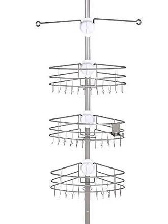 iDesign York Metal Wire Tension Rod Corner Shower Caddy, Adjustable 5-9 Pole  and Baskets for