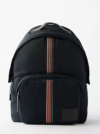 Paul Smith Striped Leather Messenger Bag In Black Multi