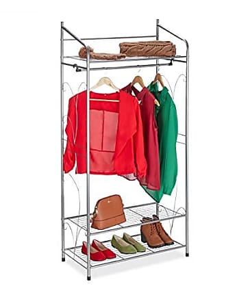 Relaxdays Valet Stand with Shelf Freestanding Wrinkle-Free Suits Bamboo & Metal 109 x 48 x 30 cm Black/Natural 1 Piece 