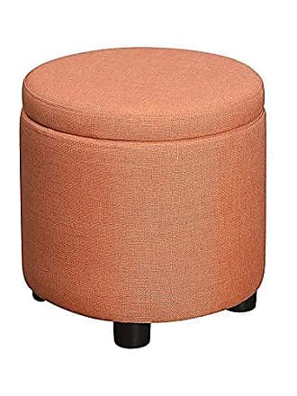 Convenience Concepts Designs4Comfort Round Storage Ottoman 19.75 -  Versatile Contemporary Foot Stool for Living Room, Office, Gray Fabric