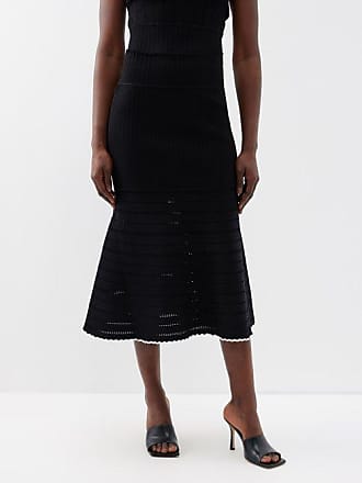 VICTORIA BECKHAM black white bullseye stripe jacquard knit trumpet midi  skirt 1