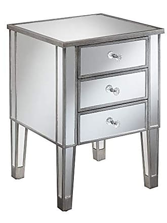 Convenience Concepts Gold Coast 3-Drawer End Table, Mirror/Antique Silver