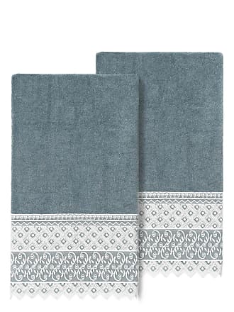 Easton Embellished 3 Piece Turkish Cotton Towel Set Linum Home Textiles Midnight Blue