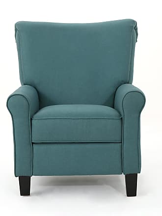 Christopher Knight Home Thalia Traditional Fabric Recliner, Dark Teal / Dark Brown