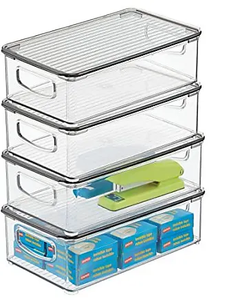 mDesign boite rangement empilable – panier cuisine 6 casiers – transparent