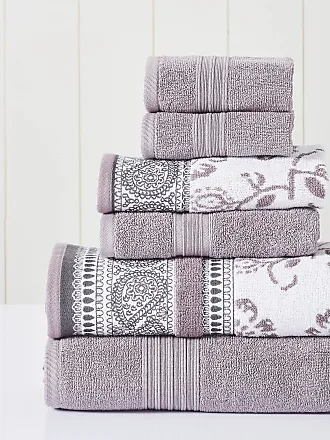 HALLEY Decorative Hand Towels Set, 4 Pack - Turkish Towel Set with Floral  Pattern, Highly Absorbent & Fade Resistant Fabric, 100% Cotton - Purple