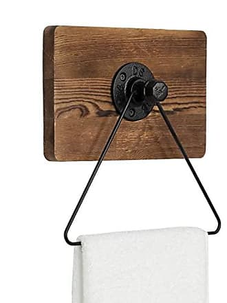 Burnt Wood and Black Metal Paper Towel Holder Wall Mount Towel