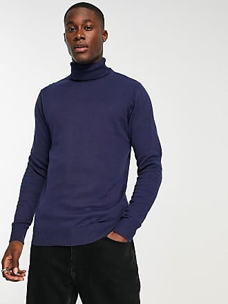 Mens Charles Tyrwhitt Pure Merino Polo Neck Jumper - Blue