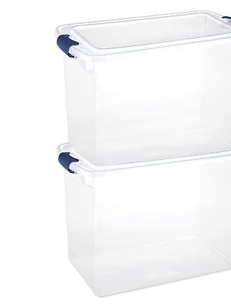 Homz 66 Quart Multipurpose Stackable Storage Container Tote Bins with  Secure Latching Lids for Home and Office Organization, Clear (2 Pack)