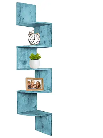 Greenco 5-Tier Floating Corner Shelves, Wall Organizer Storage,  Easy-to-Assemble Wall Mount Shelves for Bedrooms, Bathroom, Kitchen,  Offices, & Living