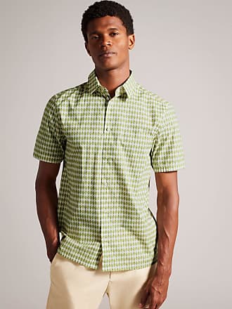 Men's Regular Fit Dress Shirts Summer Short Sleeve Mulberry Silk Plaid  Business Button Down Shirt,Black,M at  Men's Clothing store