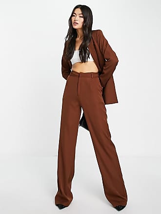 Missy Empire Missyempire straight leg leather look trousers with strappy  waist detailing in orange  ShopStyle