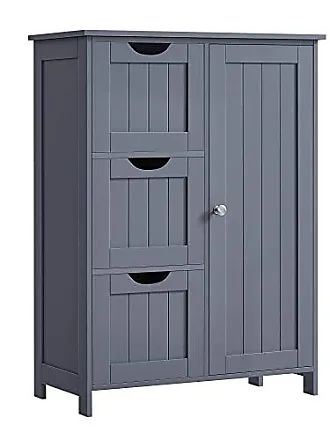 Merax Freestanding Linen Tower Bathroom Storage Cabinet with Adjustable  Shelf, Drawer and 2 Doors, Tall Slim, 16.5 L x 14.2''W x 63.8''H, Grey