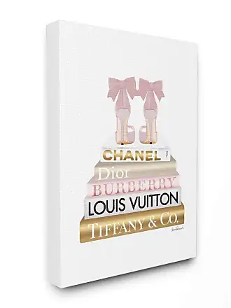 Stupell Industries Fashion Designer Makeup Bookstack White Gold Watercolor Canvas Wall Art by Amanda Greenwood
