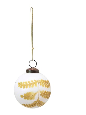 Distressed Cream Finish Glass Ornaments Multi Creative Co-Op 4 Round Embossed Ball 