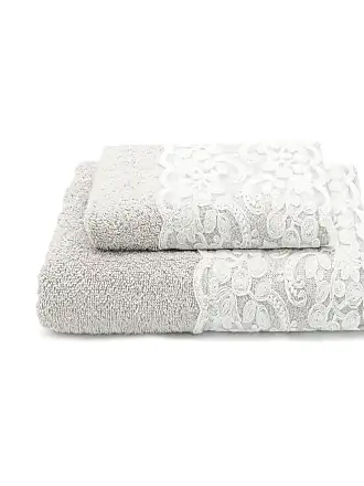 Set di asciugamani viso e ospite in cotone e lino tortora 110x60cm