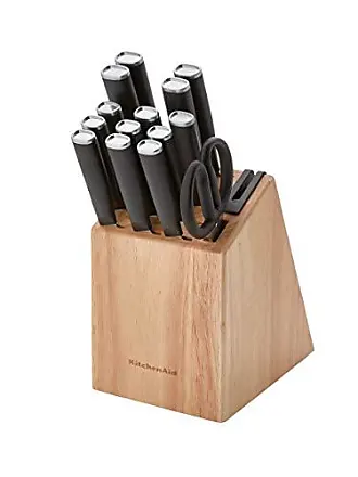 KitchenAid Gourmet Forged Stainless Steel Knife Block Set with Built-in  Knife Sharpener, High-Carbon Japanese Stainless Steel Kitchen Knives, Sharp