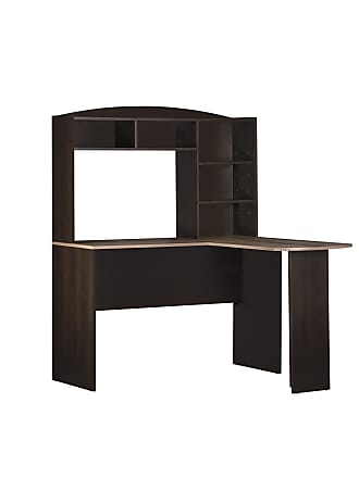 Ameriwood Home Dakota Space Saving L Desk with Hutch Espresso/Rustic Medium Oak