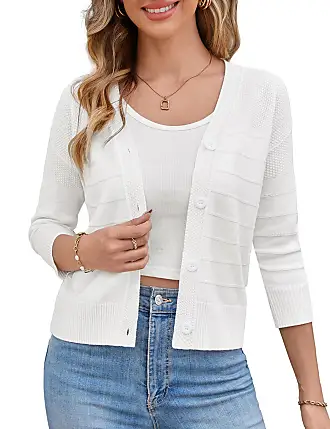 Eileen Fisher Women's White Bobble Knit Open Front fashion Cardigan