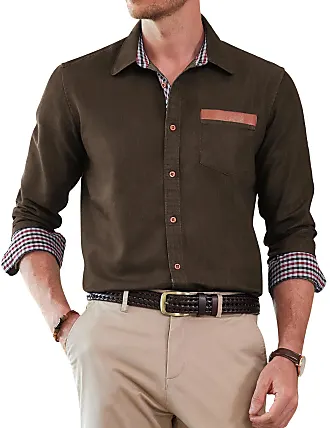 Herrnalise Jackets for Men Casual Dress Shirt Button Down Shirts  Long-Sleeve Denim Work Shirt Single-Breasted Turn Down Collar Jacket Brown  - Walmart.com