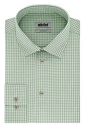 Kenneth Cole Kenneth Cole REACTION Mens Dress Shirt Regular Fit Checks and Stripes (Patterned), Ash Green, 16-16.5 Neck 32-33 Sleeve (Large)