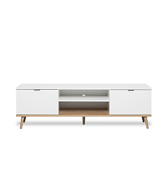 Mueble de TV ANGLE Blanco y Roble natural 130 X 130