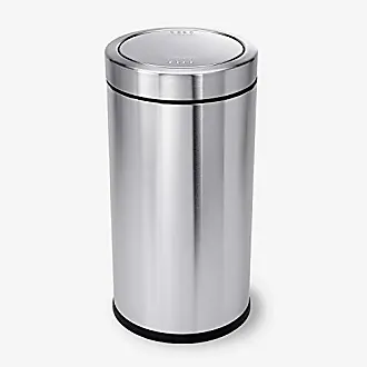 simplehuman® Rectangular Open-Top Metal Trash Can, 2.6 Gallons, 13-1/16H x  6-1/4W x 11-3/10D, Brushed Stainless Steel