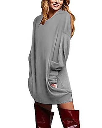 ZANZEA Pull Femme Manches Longues Grande Taille Casual Sweat-Shirt Tunique Automne Hiver