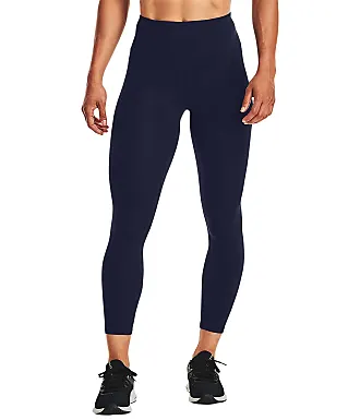 Under Armour Women's HeatGear Armour High No-Slip Waistband Pocketed Capri,  Midnight Navy (410)/White, Large Short at  Women's Clothing store
