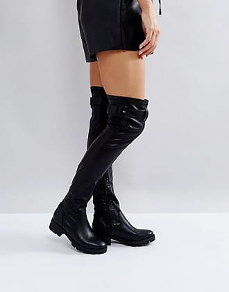 Truffle UK 4 EU 37 Ladies Black Faux Fur Lined Knee High Quilted Warm Boots 