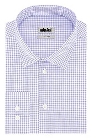 Kenneth Cole Unlisted by Kenneth Cole Mens Dress Shirt Regular Fit Checks and Stripes (Patterned), Tulip, 14-14.5 Neck 32-33 Sleeve
