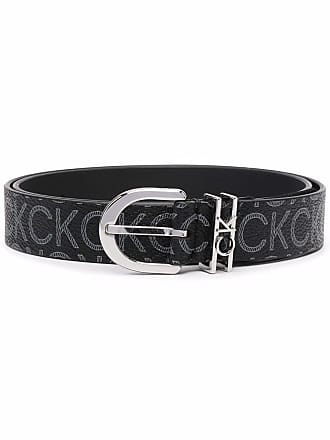 Calvin Klein Men's CK Monogram Plaque Buckle Belt - Black - XL