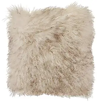 18x18 Faux Fur Throw Pillow Cover Ivory - Saro Lifestyle